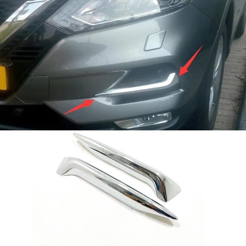 For Nissan Qashqai J11 2018 -  Chrome Carbon Fiber Front Rear Back Fog Lights Lamp Cover Trim Bumper Reflector Accessories