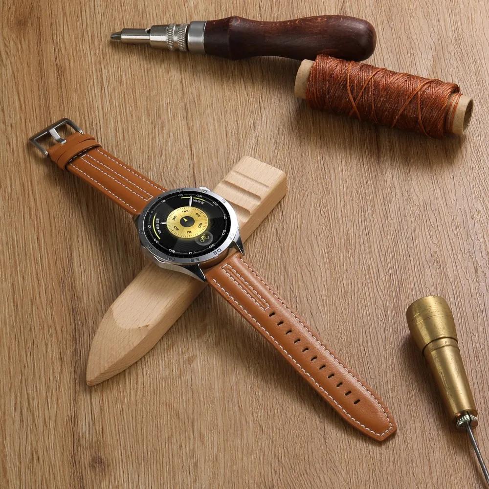 22mm 18mm Official Leather Strap  For Huawei Watch GT6 46mm Business Style Band For Huawei Watch GT5 6 Pro 46mm Wristband
