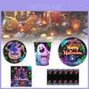 Halloween Glow In The Dark Disposable Tableware Set For 12 With Plates Cups Napkins And Tablecloth