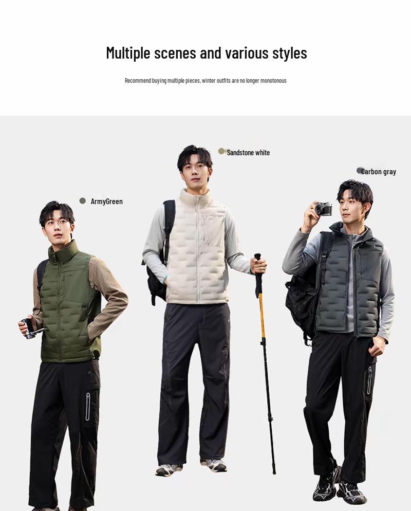 Herren Winddichte Stehkragen Daunenweste - Leicht, Heißversiegelt, 90% Daunen, Ärmellose Oberbekleidung für Herbst/Winter