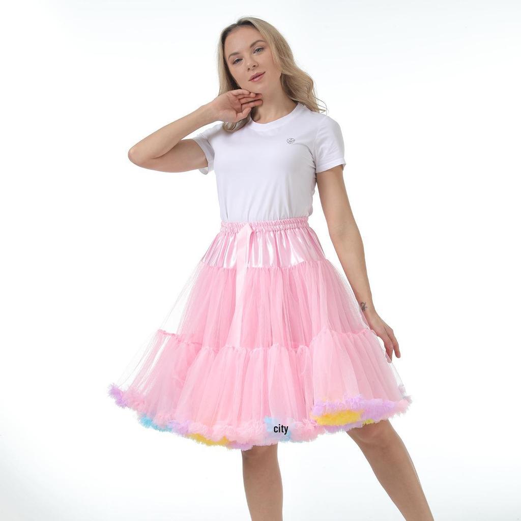 Adult Lolita Super Puffy Hexagonal Mesh Skirt Petticoat for Cosplay Dance