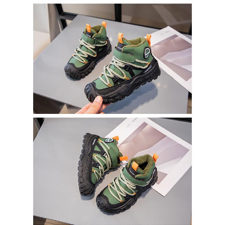 Children's Shoes with Fleece Lining, Mid-Top Sports Shoes, Winter New Style, Girls' Soft Sole, Double Cotton Casual Shoes, Boys' Running Shoes