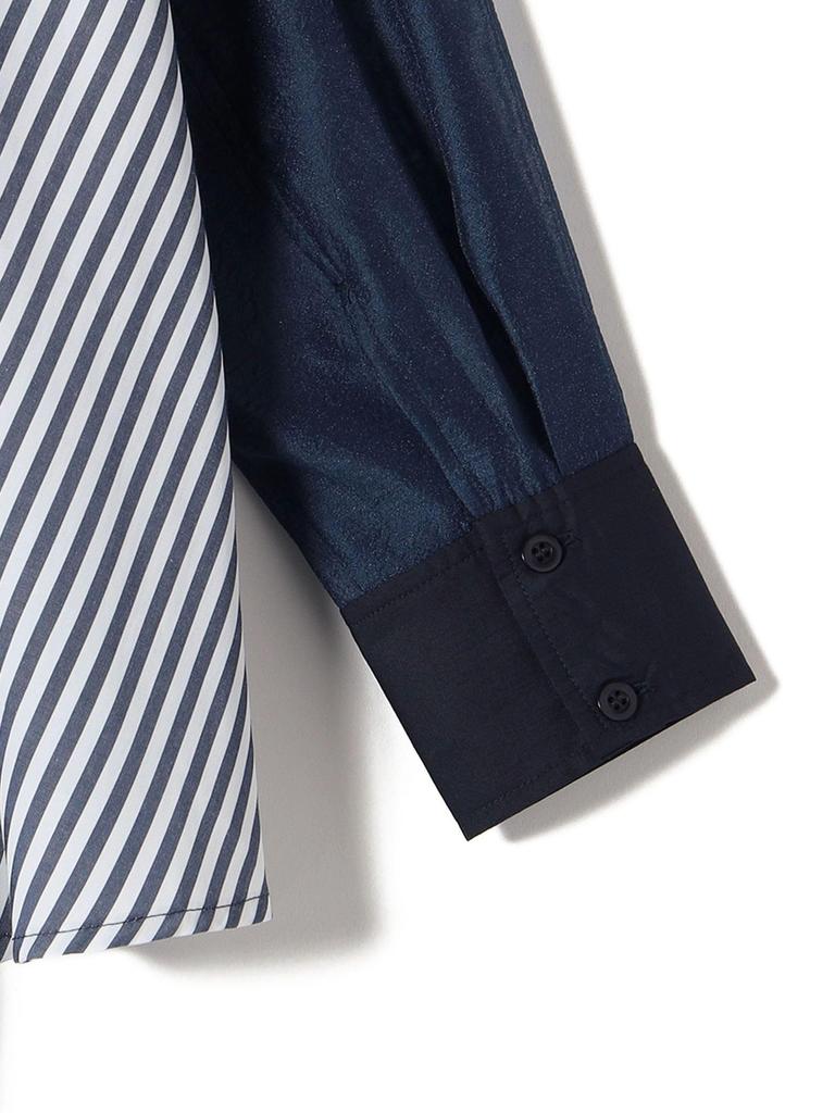 SHIPS for women Web Hand Mixed Material Waist Tuck One Size Blouse, Exclusive, Washable, Blouse, Navy, 311150620,