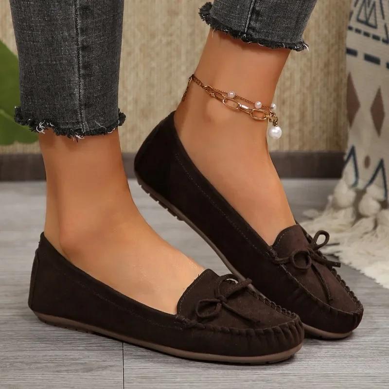 Women's Flat Shoes 2025 Brand Slip on Shallow Fashion Butterfly-knot Casual Flats Hot Sale Plus Size Women Solid Flat Low Heels