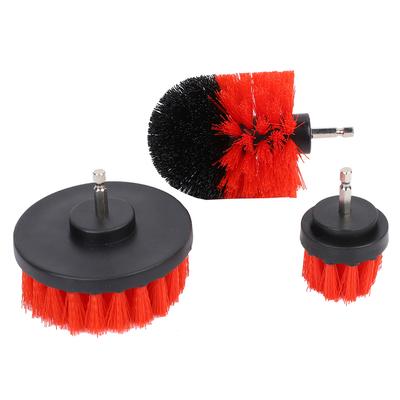 3PCS Power Scrubber Brush Electric Drill Cleaning Kit for Bathroom Surfaces (Red)