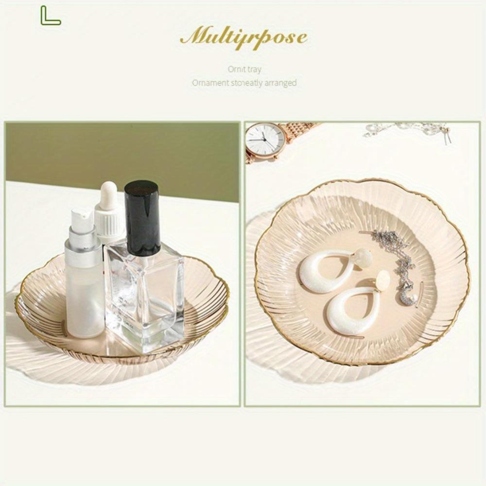 Salad Trays Clear Fruit Tray Golden Edge Stack Able Snack Platter Unbreakable Round Storage Salad Dessert Organizer Display Tray