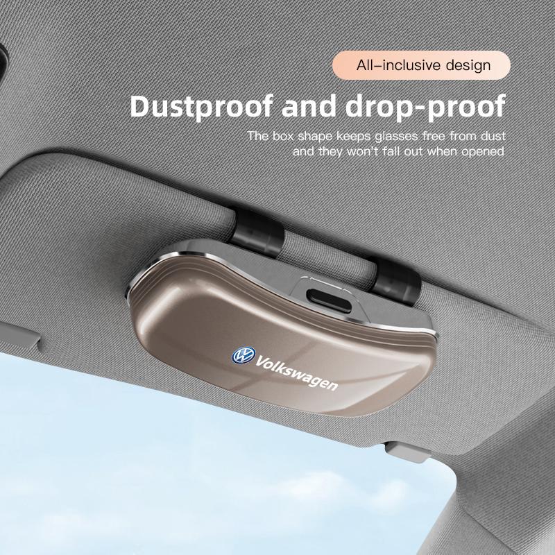 ZCKOT1 VW Car Sun Visor Glasses Case Sunglasses Storage Clip Card Ticket Holder For Volkswagen Teramont Magotan GTI RLine R Tiguan Golf