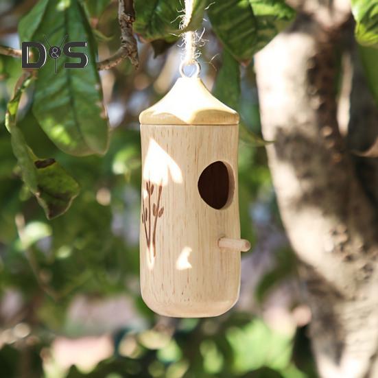 Wooden Hummingbird House for Outside Hanging Small Wildbird Nesting House for Outdoor Garden Porch Window Decor