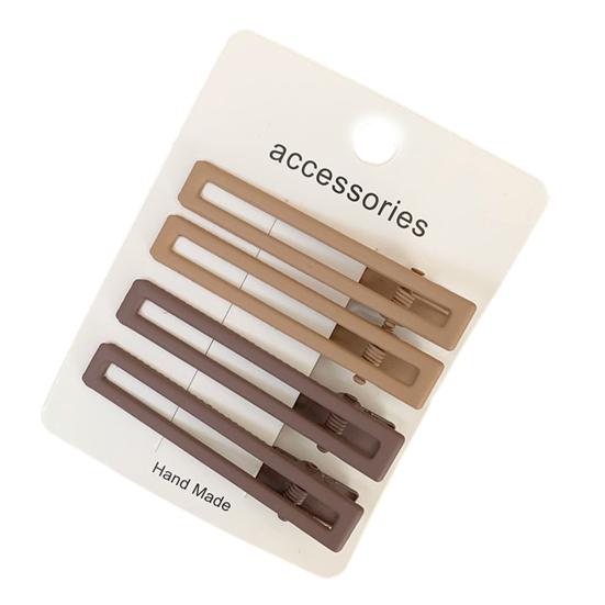 

4Pcs Hairpins Matte Texture Wavy Rectangular Design Hair Clips with Tight Teeth Strong Hold Hair Pins Daily Use Hair Accessories A