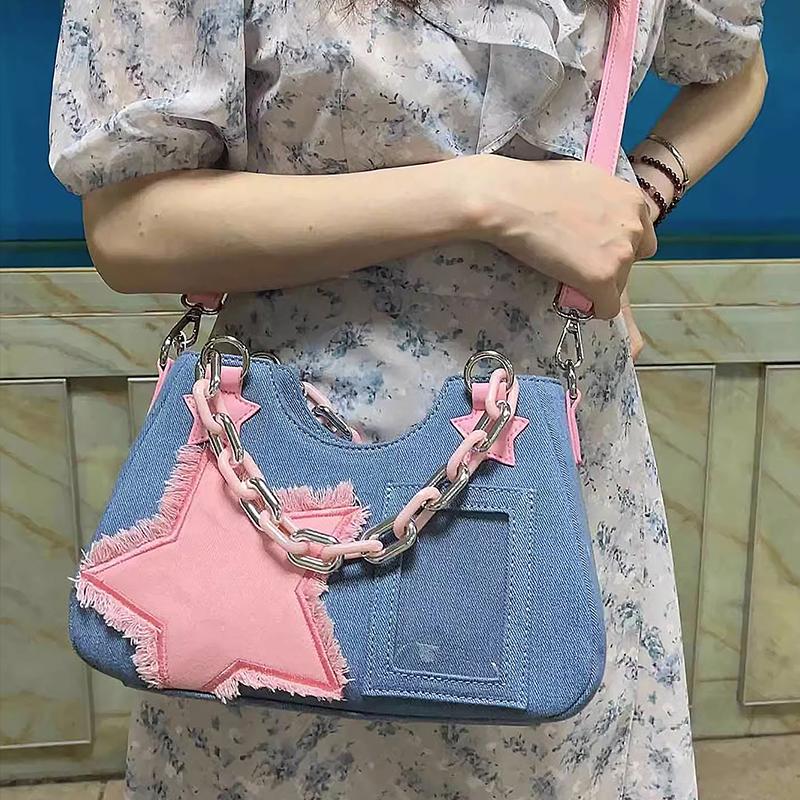 Yogodlns denim mulheres axilas shopper totes grande capacidade designer hobo bolsa de ombro luxo bolsa feminina pequena crossbody saco