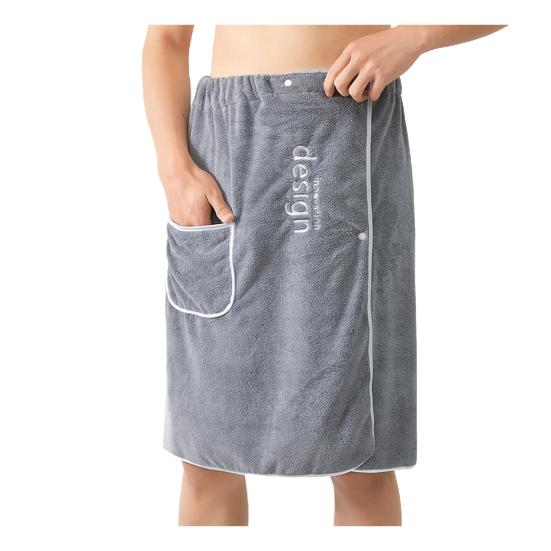 Men Bath Towel Absorbent Quick Dry Bath Wrap Towel with Secure Buckle And Pocket for Gym Spa Sauna Shower