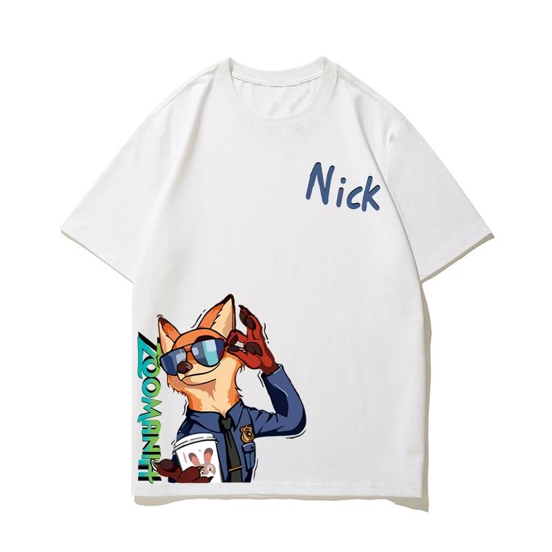 

Printed Summer Parent-Child Children s T-Shirt, Loose, Zootopia Merchandise, Nick and Judy Short Sleeve, Plus Size 160