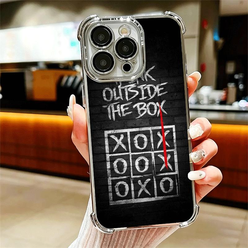 

Think Outside The Box Soft Phone Case For iPhone 15 16 17 Air 14 Pro Max 16E Plus 13 12 Mini Plating Anti-Fall Fundas iPhone 13 Pro