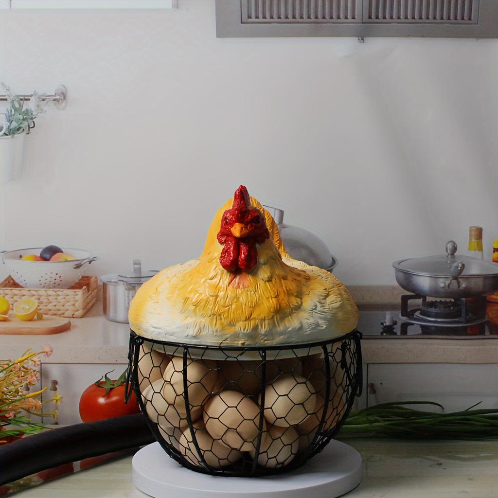 1 st Klassisk Stil Metall Kyckling Äggförvaringskorg med Fönstervy Design, Förvaringslådor för Hemorganisation, Korgar, Lådor & Behållare