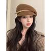 Women's flat-top hat with belt, British-style newsboy cap, duckbill cap, octagonal beret, trendy