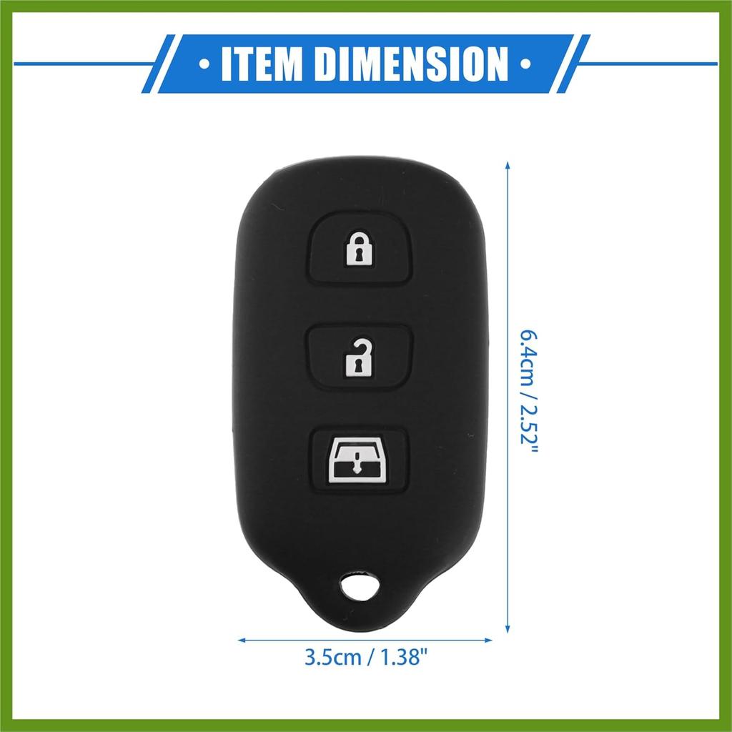 2 Pcs Key Fob Case Cover Compatible for Toyota 4Runner 1999-2009 4 Button, Durable Silicone Black Remote Key Case Protector Replace Parts Vehicle