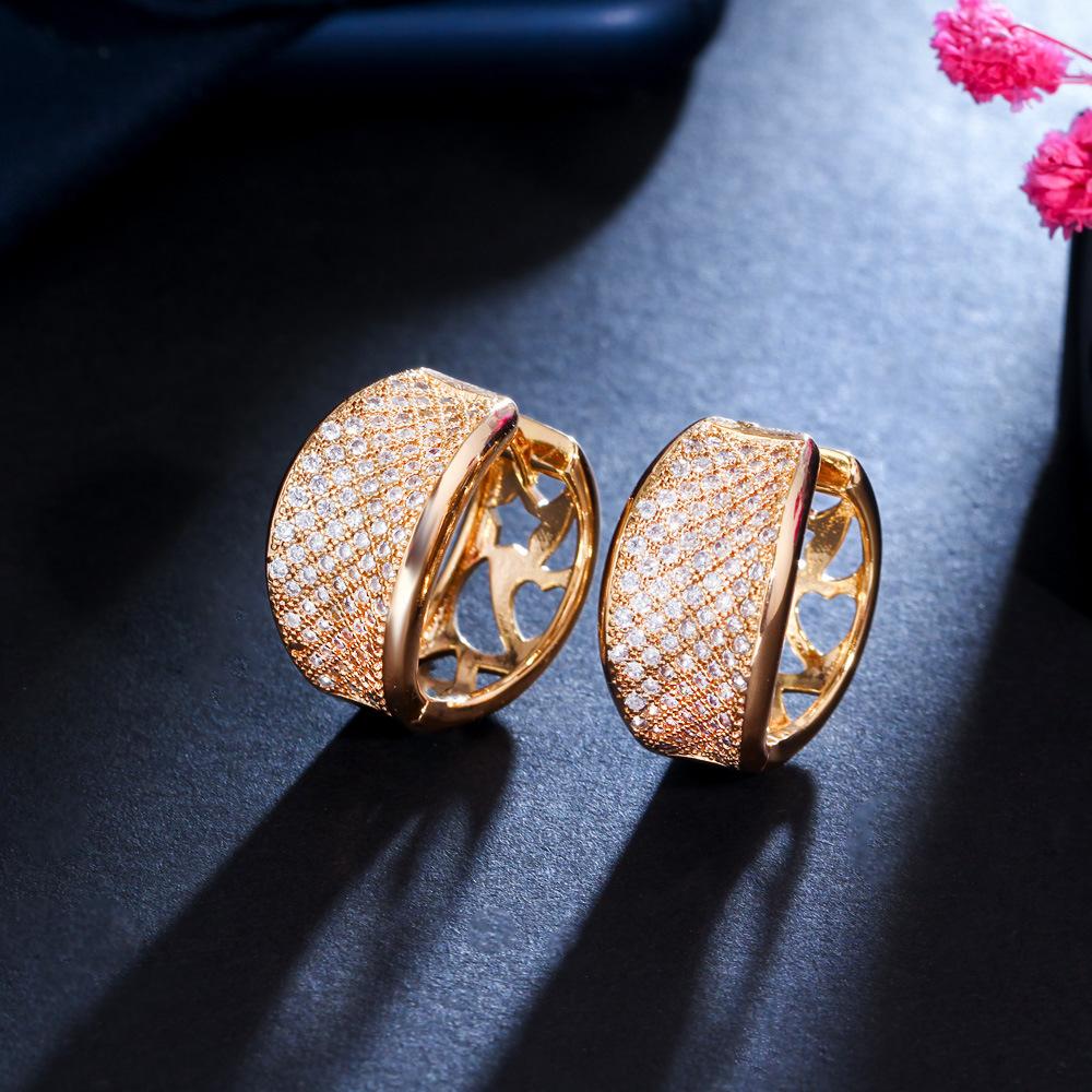 Geometric Earrings Women'S Zircon Design Circle Ear Buckle Earrings Supply