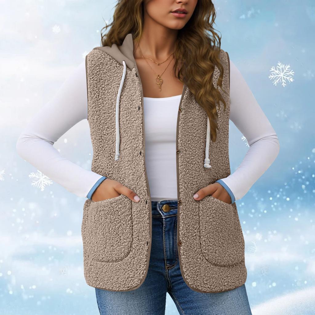 Women's Fashion Casual Loose Lamb Wool Female Short   Winter  Vest
