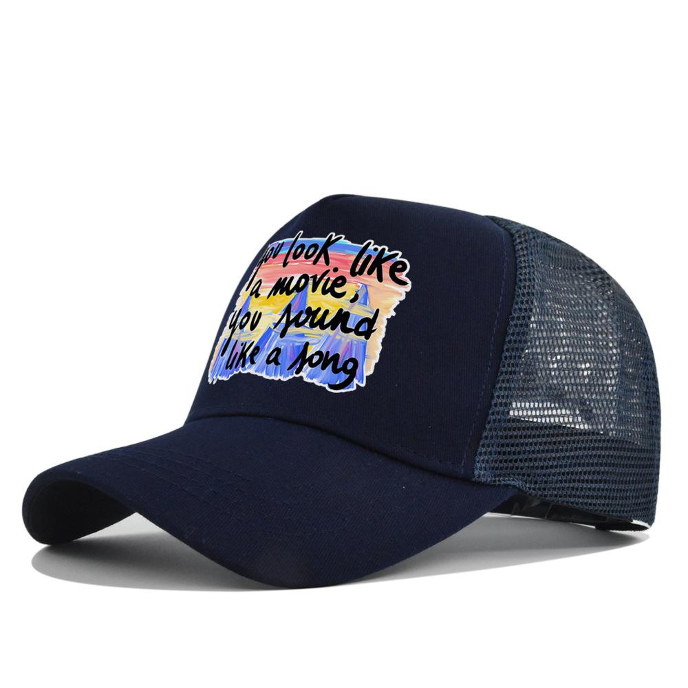 Summertime Printed Cap Letter Mesh Breathable Hat Women Men Baseball Cap Sunshade Outdoor Sports Cycling Travel Sun Hat Dad Hat