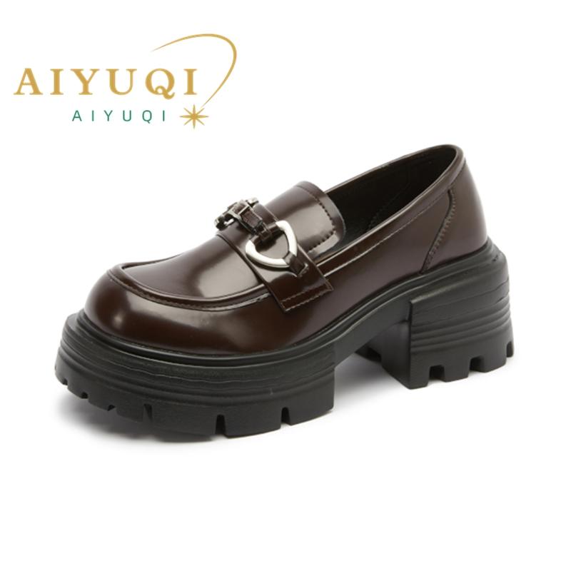 Fashion AIYUQI Women's Loafers British Style 2025 New Platform Women Spring Shoes Large Size Platform Women's Genuine Leather Shoes