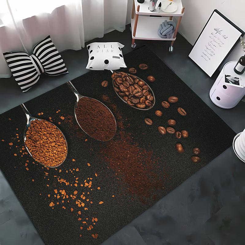 Funny Coffee Beans 3D Printing Carpet for Living Room Bedroom Alfombra Anti-slip Soft Area Rug Sofa Doormat Home Decor Tapete HD