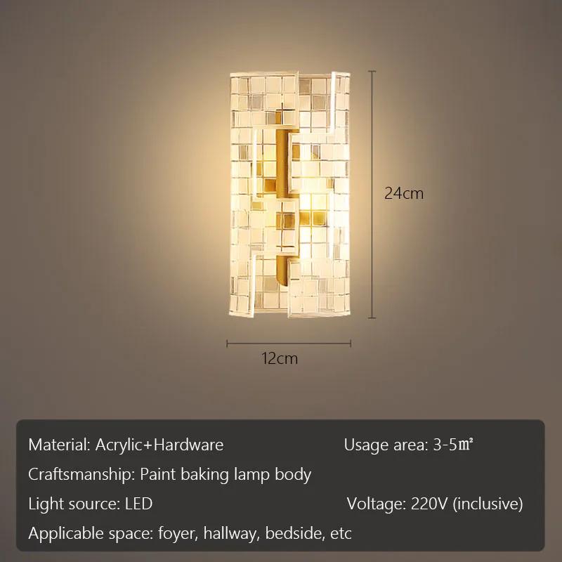 

Хрустальный акриловый настенный светильник для коридора отеля, прикроватный светильник для спальни, декоративный фонарь в стиле минимализма, потолочный светильник для лестницы, декор для дома 12W Tricolor dimming