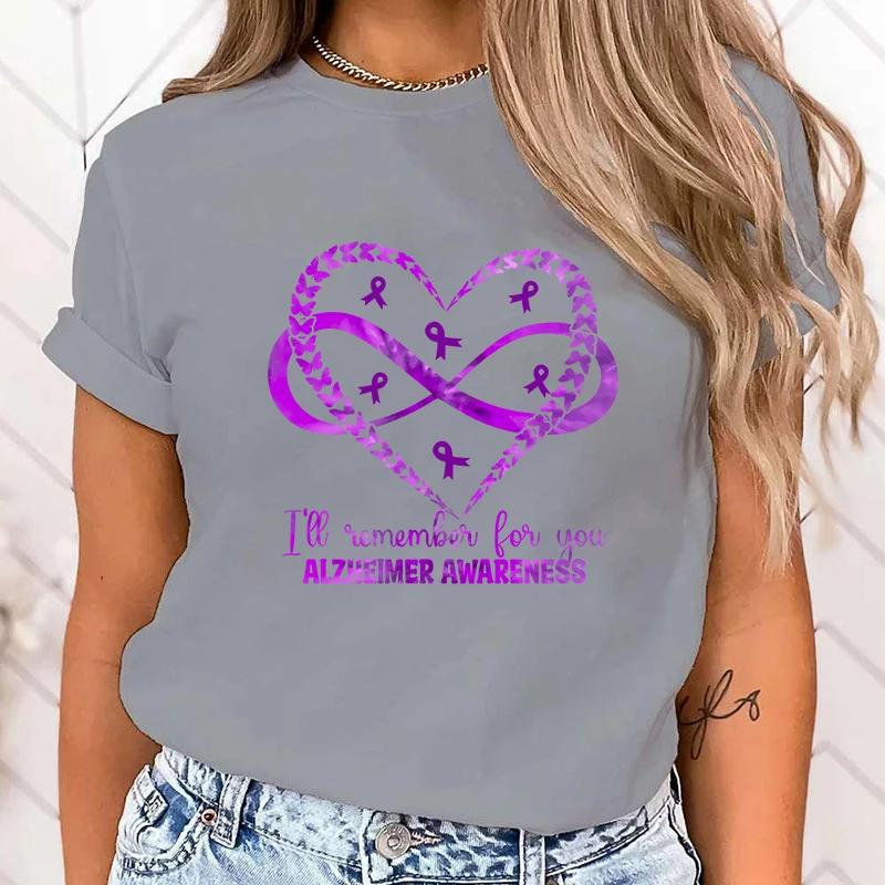 (High Quality T Shirt)I Will Remember For You Alzheimer'S Awareness T-Shirt Women Fashion Harajuku T Shirt Summer  Short Sleeve