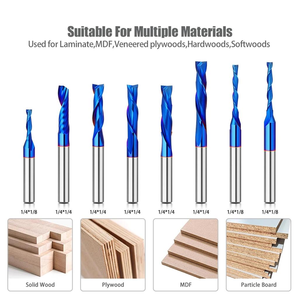 Straight Two Flute Router Cutter 1/4 Inch Shank,6.35mm Cut Diameter & 50.8mm Cut Length,Tungsten Carbide Tipped,Milling Cutter Straight Router Bit