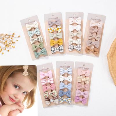 Korean Style Pure Cotton Children's Hair Clips - No Damage, Full Wrap, 5-Piece Set