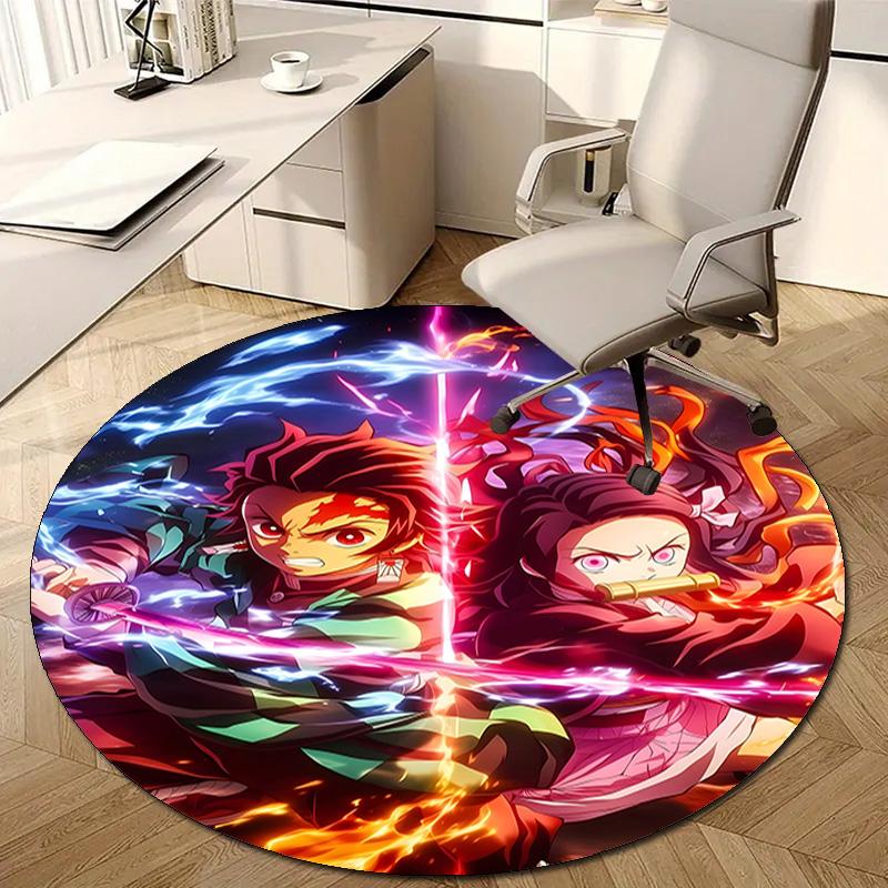 1pc Demon Slayer2 Design Printed Area Round Carpet for Bedroom Living Room Home Decor Rugs Mat Non Slip Mat Rug for Bedside