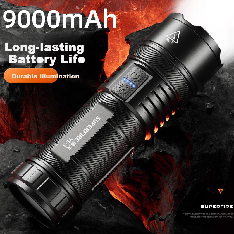 SupFire Flashlight High Brightness Zoom Long Battery Life Outdoor Survival Ultra Bright Long Range Sky Piercing Cannon 200000