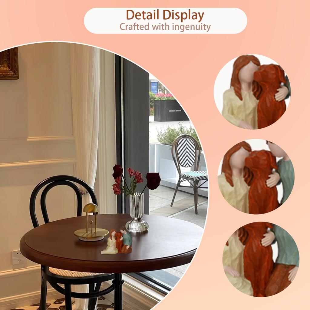 Statuetta Coppia Famiglia Cane Resine Statua Genitore Figlio Figlia Scultura Casa Desktop Scaffali Decori Ornamento Regalo
