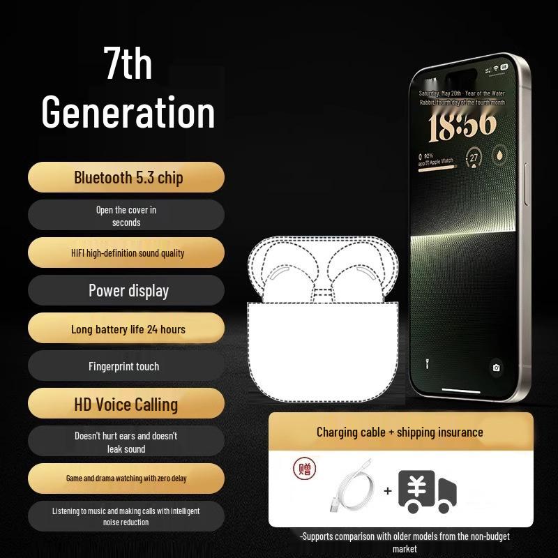 "Pro4 Fifth Gen True Wireless Bluetooth Headset: 24-Year Edition with Noise Reduction, Comfortable Fit, Long Battery Life, and High Power"