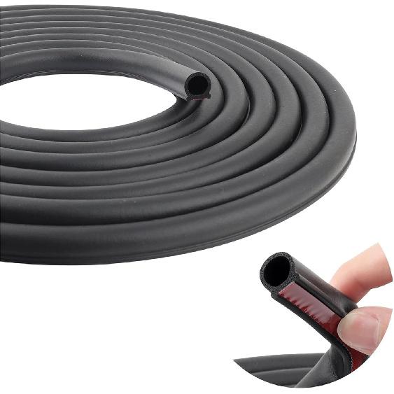 19.68Ft D-Shape Car Rubber Seal Strip,Automotive Weather Stripping For Sealing Door Hood Trunk Window,Self-Adhesive Soundproof Car Door Seal Strip