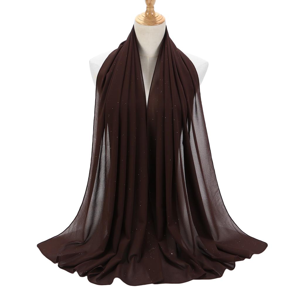 Women's Chiffon Shawl, Glitter Gold Powder Scarf, Chiffon Hijab for Party/Beach