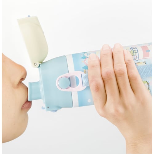 Skater Children's Stainless Steel Water Bottle, Direct Drinking, 580ml, Kid-Friendly and Lightweight, Sumikkogurashi Shirokuma Hometown Design, Insula