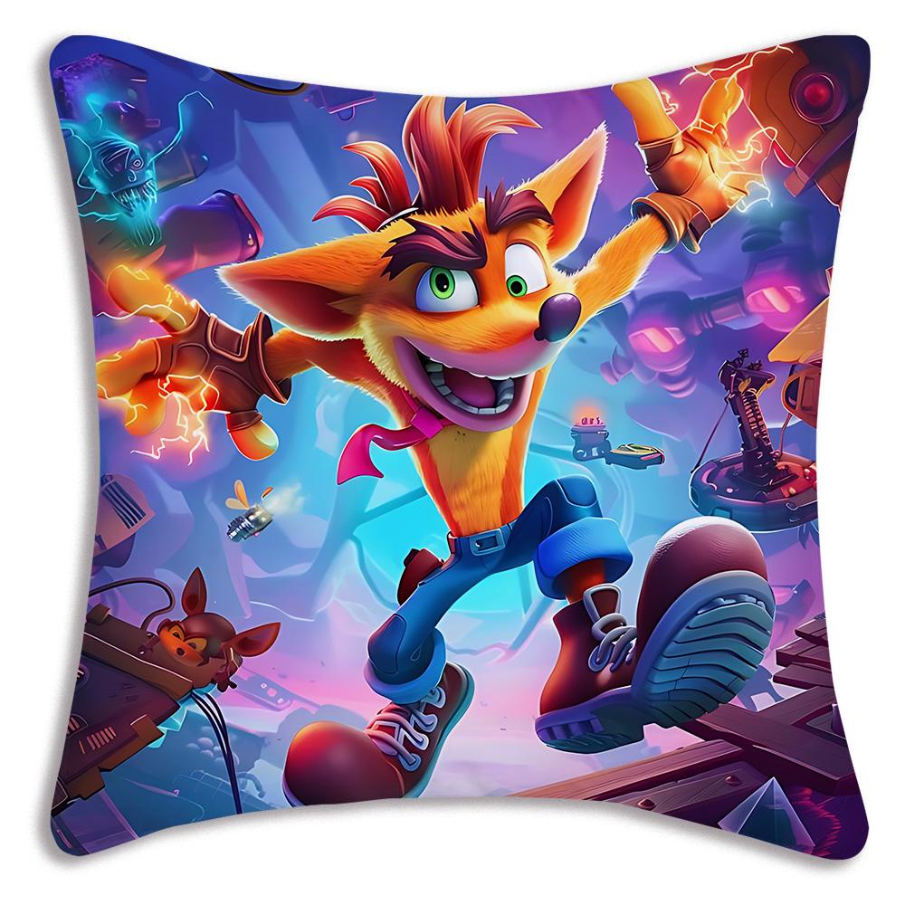 Cartoon Crashs B-Bandicoots Pillow Covers Cartoon Sofa Decorative Home Double-sided Printing Short Plush Cute Cushion Cover