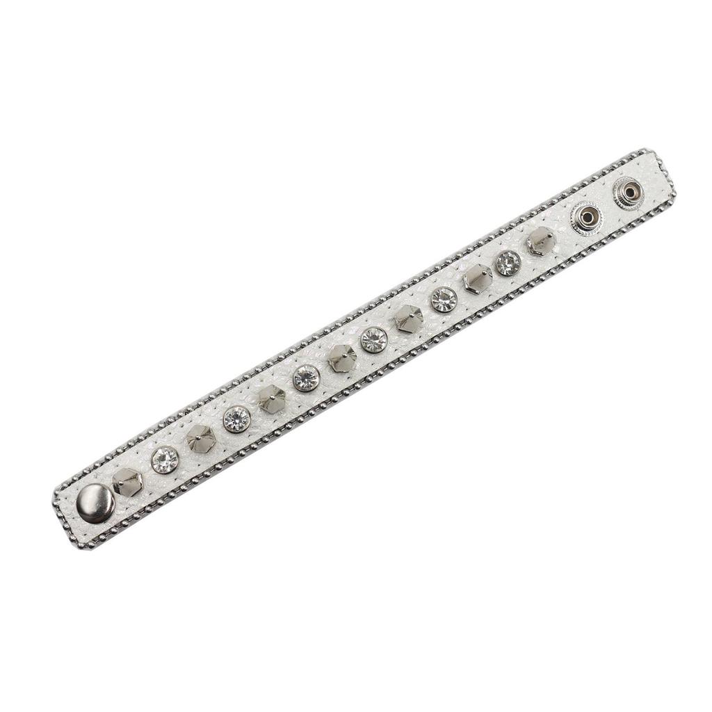Y2K Gothic Punk Rhinestone Studded Leather Bracelet Wristband