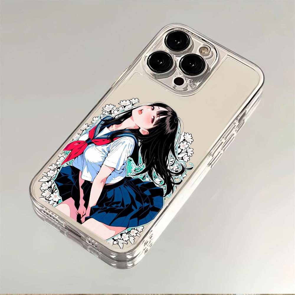 Kawaii Anime Girl Luxury Transparent Phone Case For IPhone 17 16 15 Pro Max 14 13 12 11