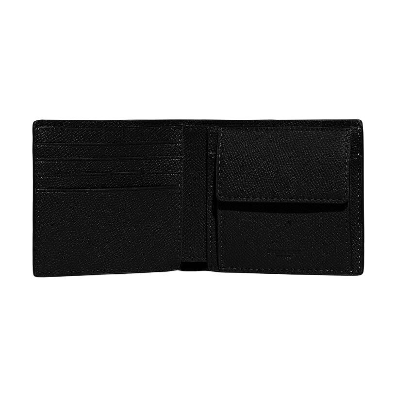 Coach Billfold Wallet 10 Solid Color Letter Logo Folded Card Holder Leather Wallet Mini Men Wallets Black CJ883-BLK