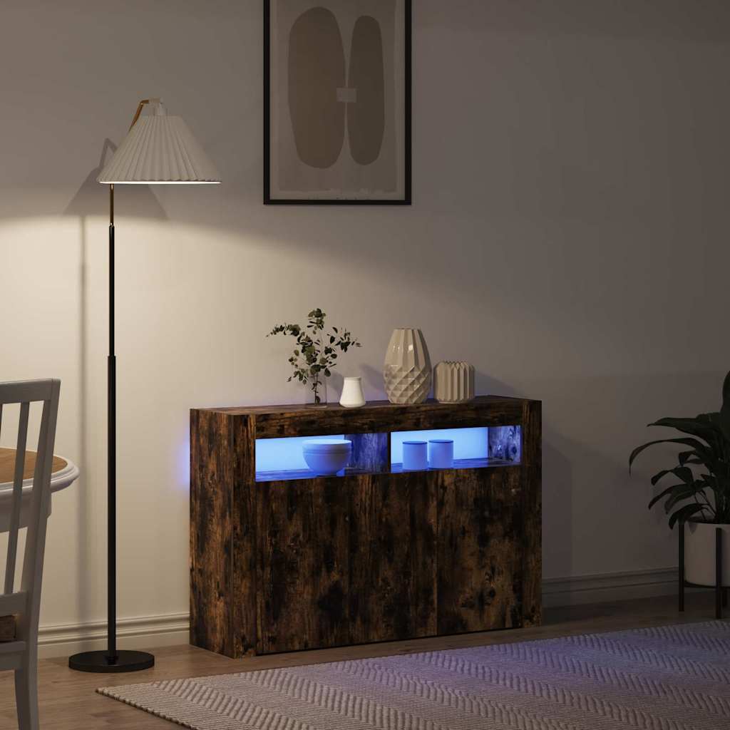 Sideboard Smoked Oak 116 x 30 x 75 cm Wood Based Material