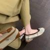 French plaid bow single shoes autumn and winter new beautiful flat-soled grandma shoes soft leather soft sole small single shoes