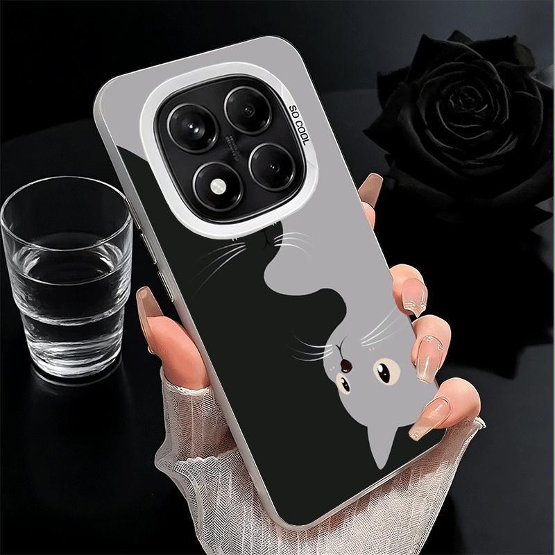 Schwarze Katze Cartoon Niedlich Weiche Handyhülle für Samsung Galaxy S24 S25 FE S26 Edge S23 Ultra S22 Plus S21 + Stoßfeste Hülle Rückseite Sie