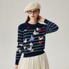 Zhaojun Women's 100% Cashmere Striped Round Neck Sweater