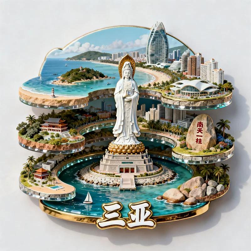 Souvenirs de voyage en Chine Aimants de réfrigérateur du Xinjiang Matériau métallique Wulumuqi Wuxi Shanghai Shenzhen Anji Sanya Qingdao Autocollants de réfrigérateur