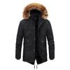 Winter Solid Color Velvet Mid-length Men's Washed Cotton Coat with Hooded Fur Collar and Detachable Multi-pocket Cotton Coat