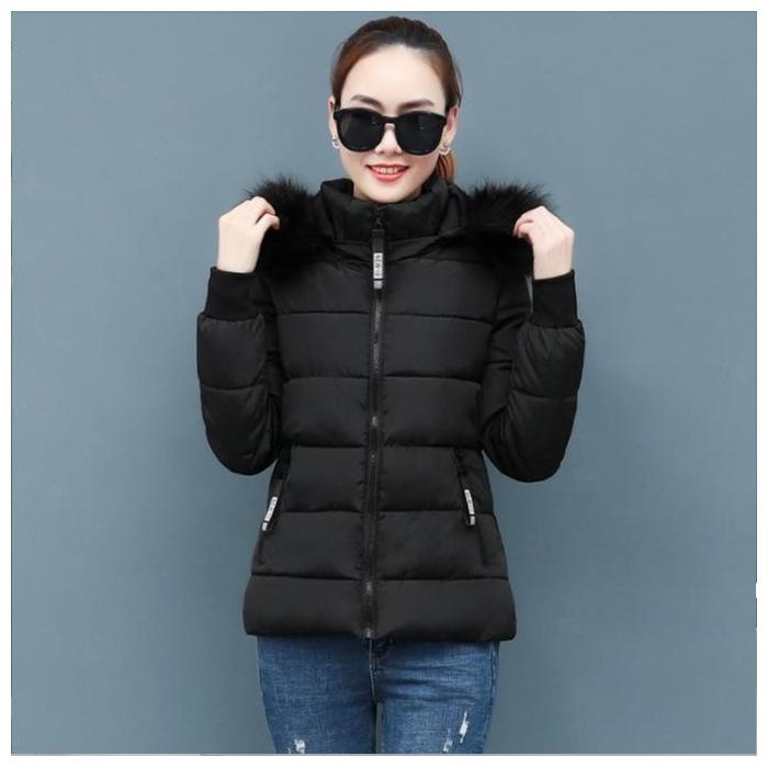 

Женское осенне-зимнее хлопковое пальто, новое короткое хлопковое пальто, тонкое утолщенное пальто с большим меховым воротником, маленькое мужское хлопковое пальто M