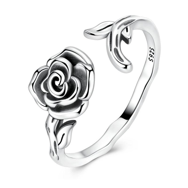 Real 925 Silver Feather Butterfly Flower Sun Moon Animal Design Open Rings Fit For Wedding Party Fine Jewelry