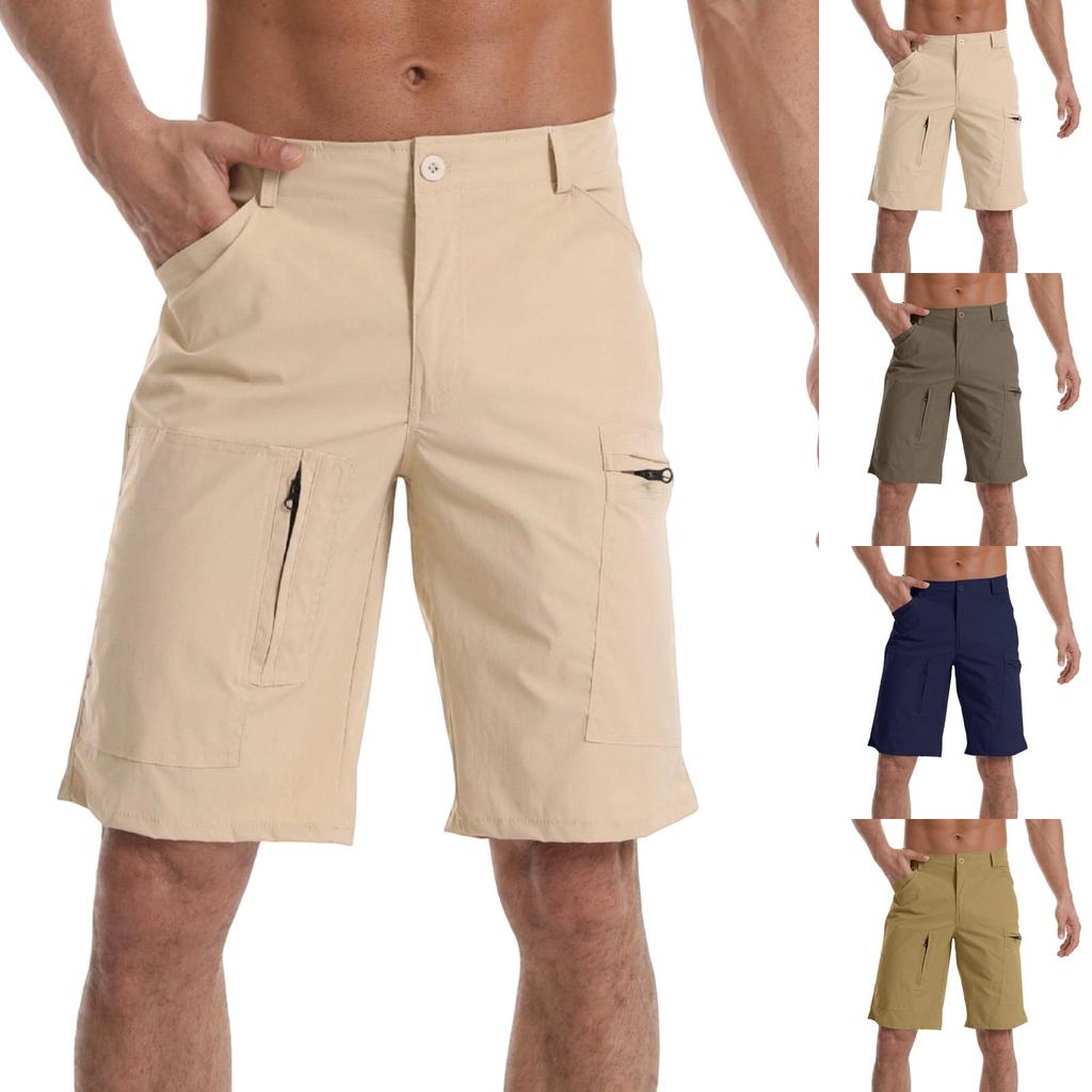 Men's Loose Fit Casual Lightweight Multi Pocket Cargo Straight Leg Hiking Quick Dry Shorts for Outdoor Activities