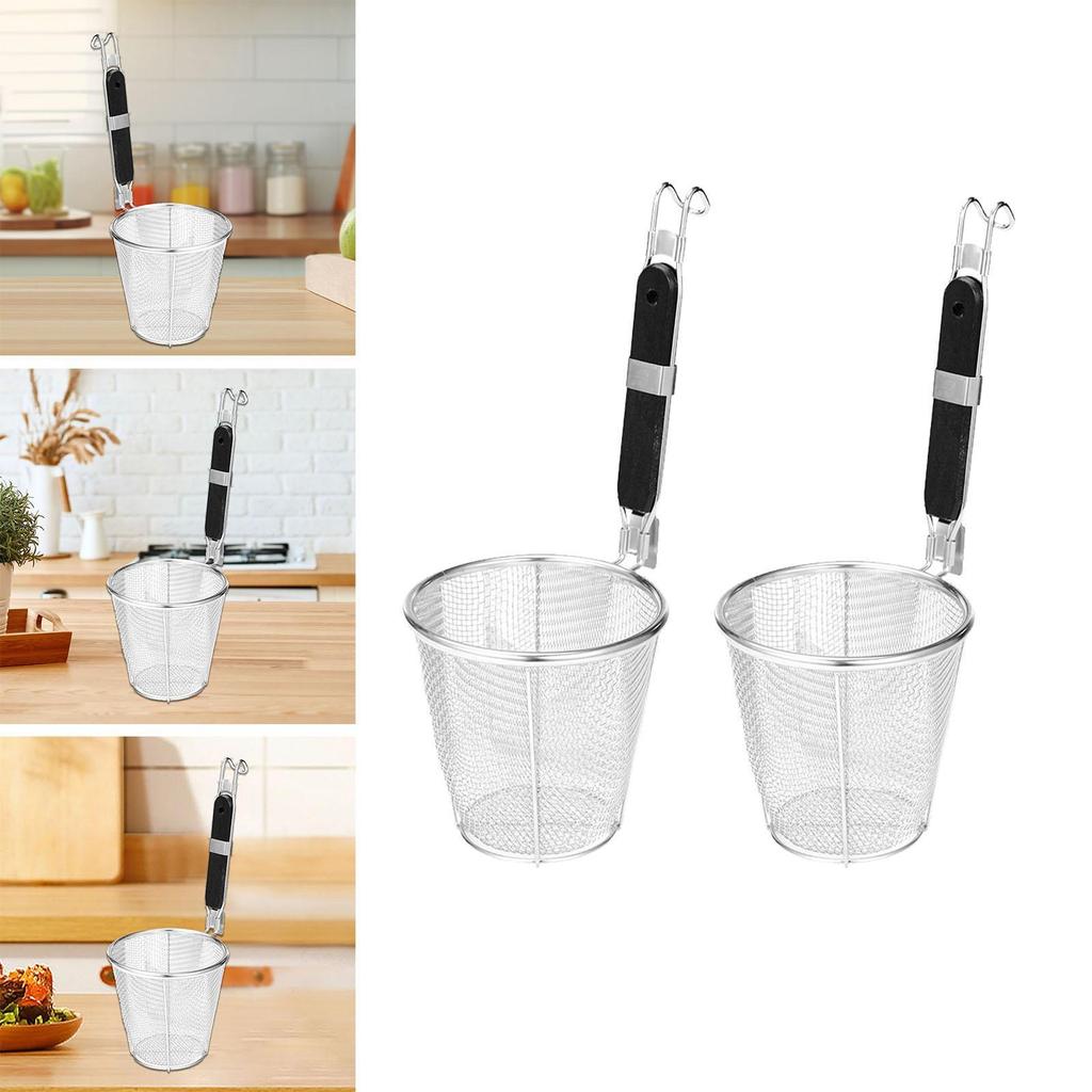 Boil Basket Frying Food Basket Portable Hot Pot Colander Pasta Strainer Noodles Colander for Chips Cooking Draining Barbecue